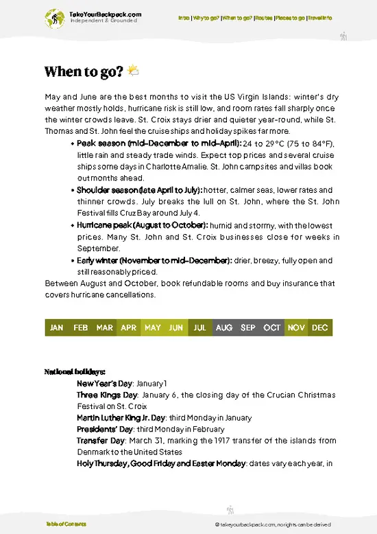 example page 3 from our offline Travel Guide for United States Virgin Islands